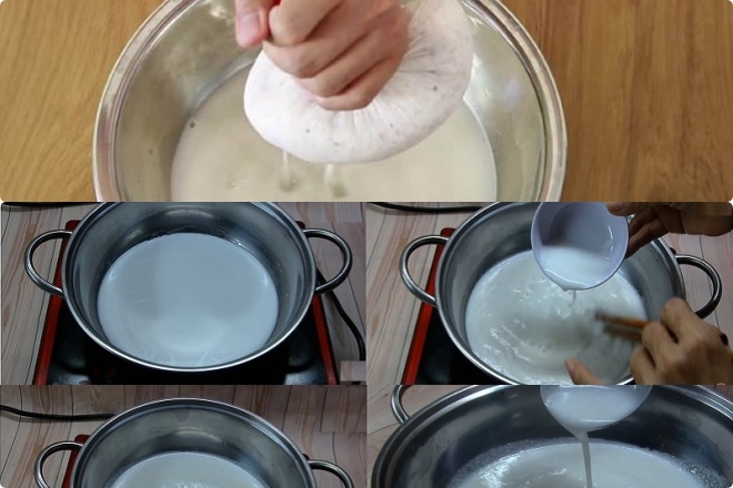 Cách làm nước cốt dừa với bột báng và bột năng