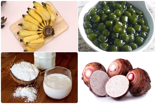 Nguyên liệu cần chuẩn bị khi nấu chè chuối khoai môn trân châu