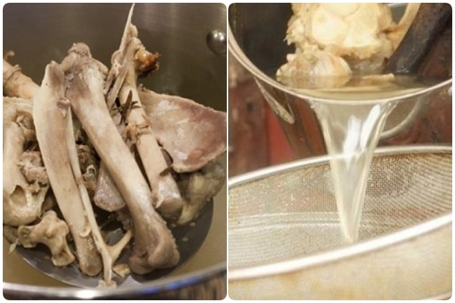 Trong cách nấu lẩu gà ngon miền Bác, bạn có thể ninh xương heo lấy nước nấu lẩu