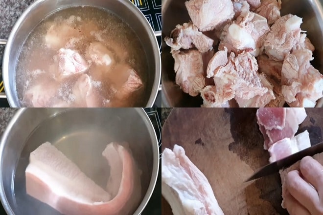 sơ chế sườn và thịt ba rọi