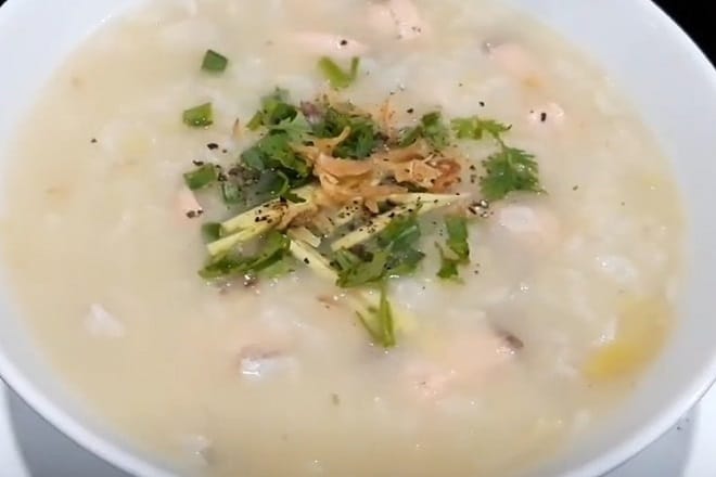 Cách nấu cháo cá hồi
